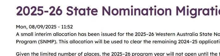 澳大利亚西澳州担保配额最新动态：临时配额开放处理积压申请