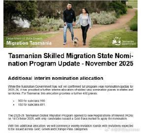 澳洲移民再传好消息！塔州新增450个名额，技术移民申请者速看