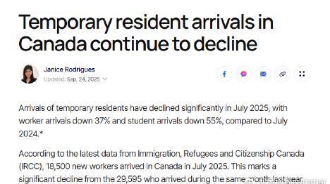 加拿大移民政策大变革!临时居民人数断崖式下跌,工人学生锐减超2万