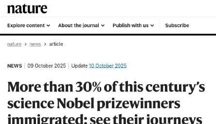 《自然》重磅研究揭秘:超30%诺奖得主竟是移民!美国成最大赢家