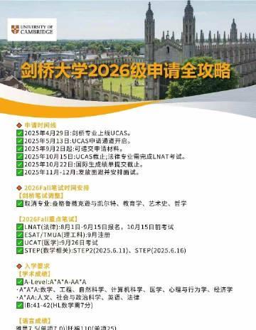 剑桥大学2026年本科申请时间轴全解析:现在规划,离梦校更近一步